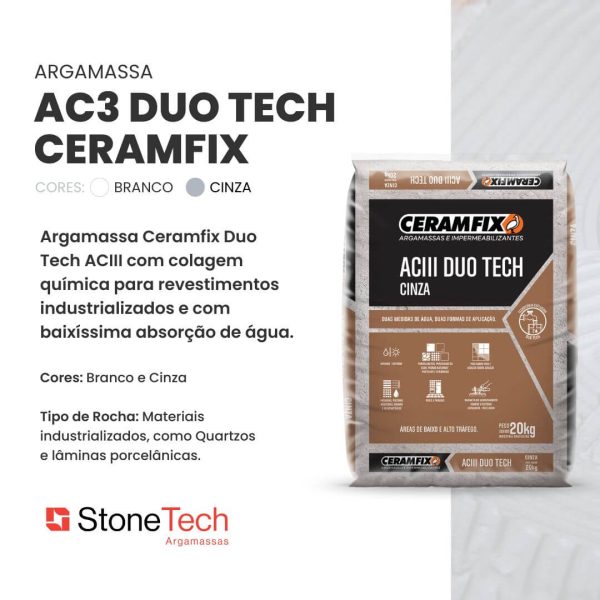 Argamassa Ceramfix Duo Tech Cinza 20kg - Image 2