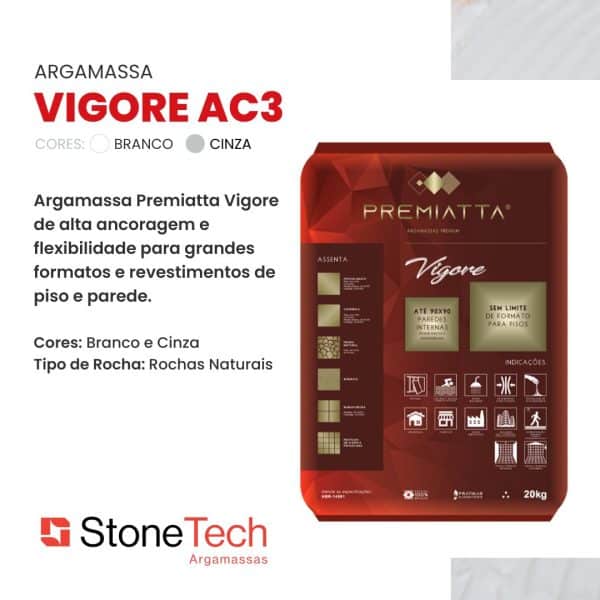 Argamassa Premiatta Vigore ACIII Cinza 20kg - Imagem 2