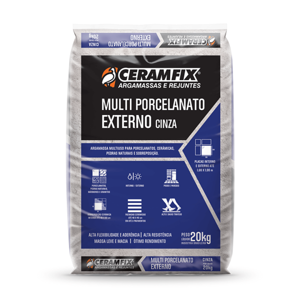 Argamassa Multi Porcelanato Ceramfix Cinza 20kg