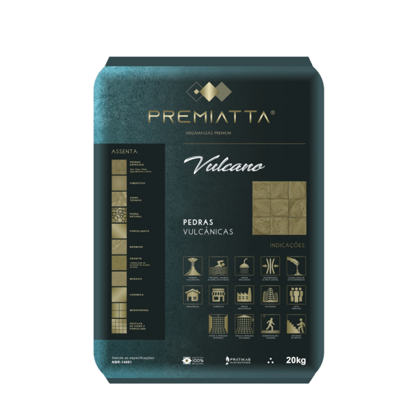 Argamassa Premiatta Vulcano Pedras Vulcânicas Cinza 20kg