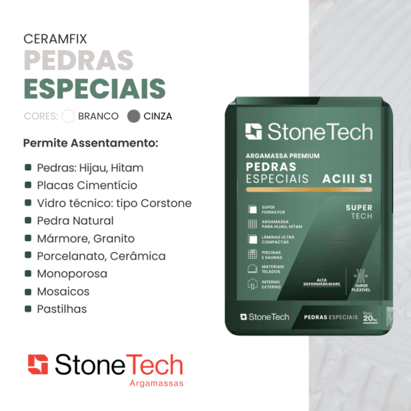 Argamassa S1 Pedras Especiais Stone Tech 20kg - Imagem 2