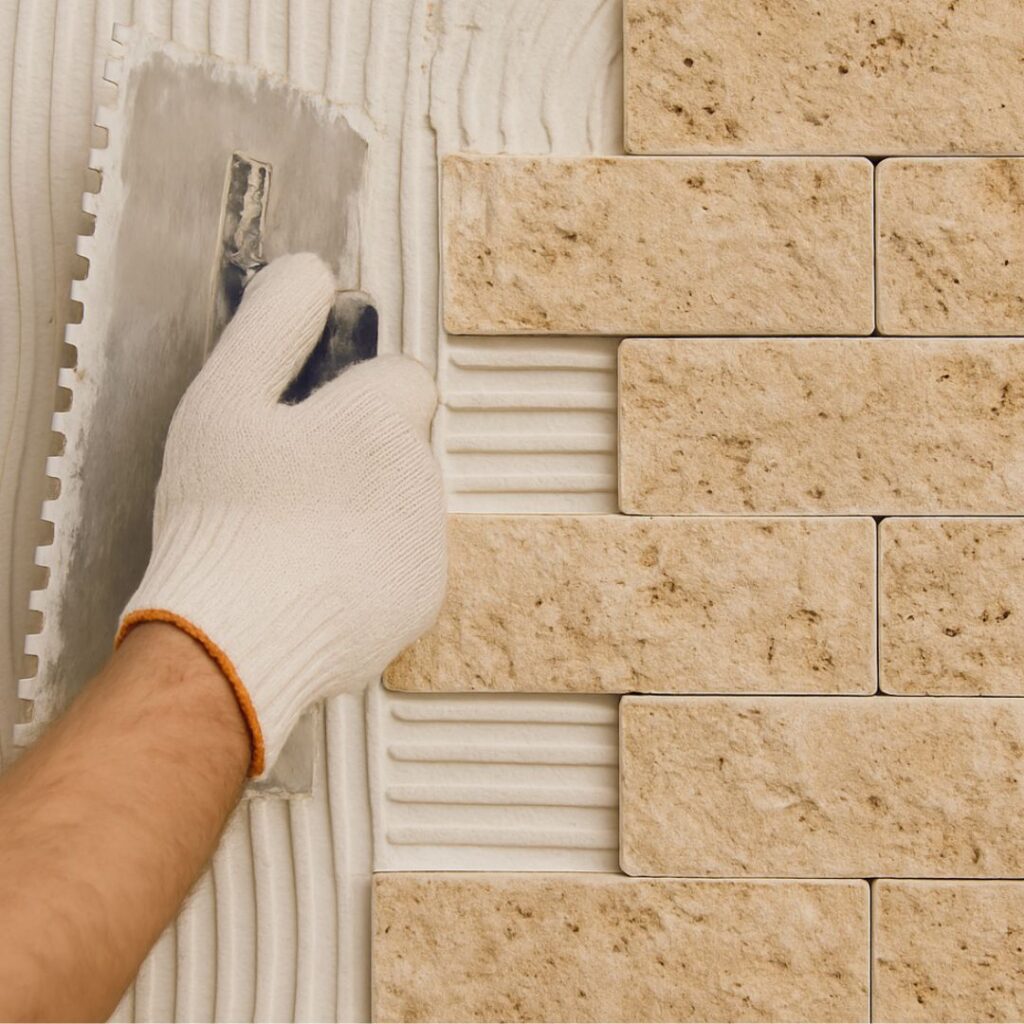 Instalação de peça na parede com Argamassa Para Travertino