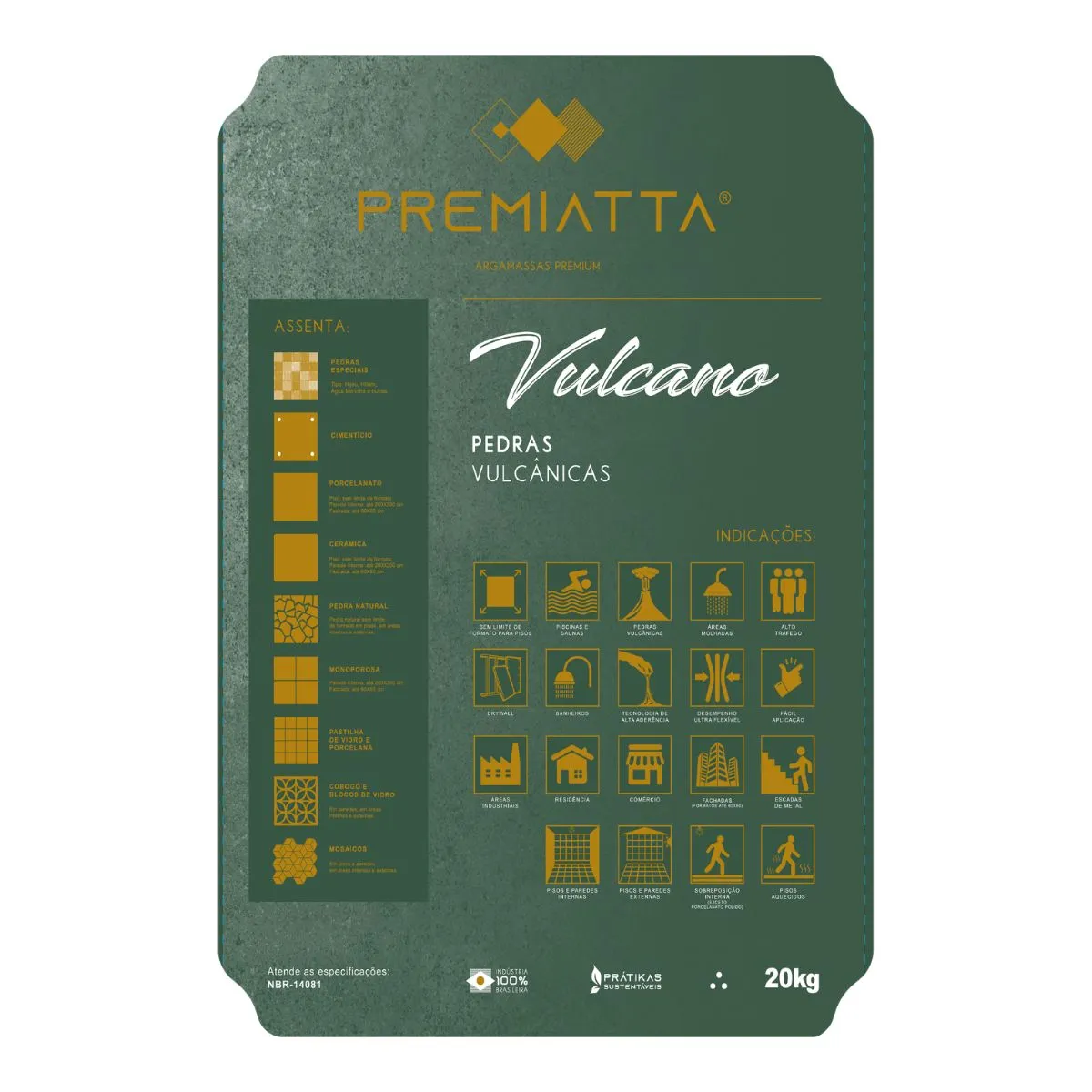 Argamassa Vulcano Pedras Vulcânicas HIjau