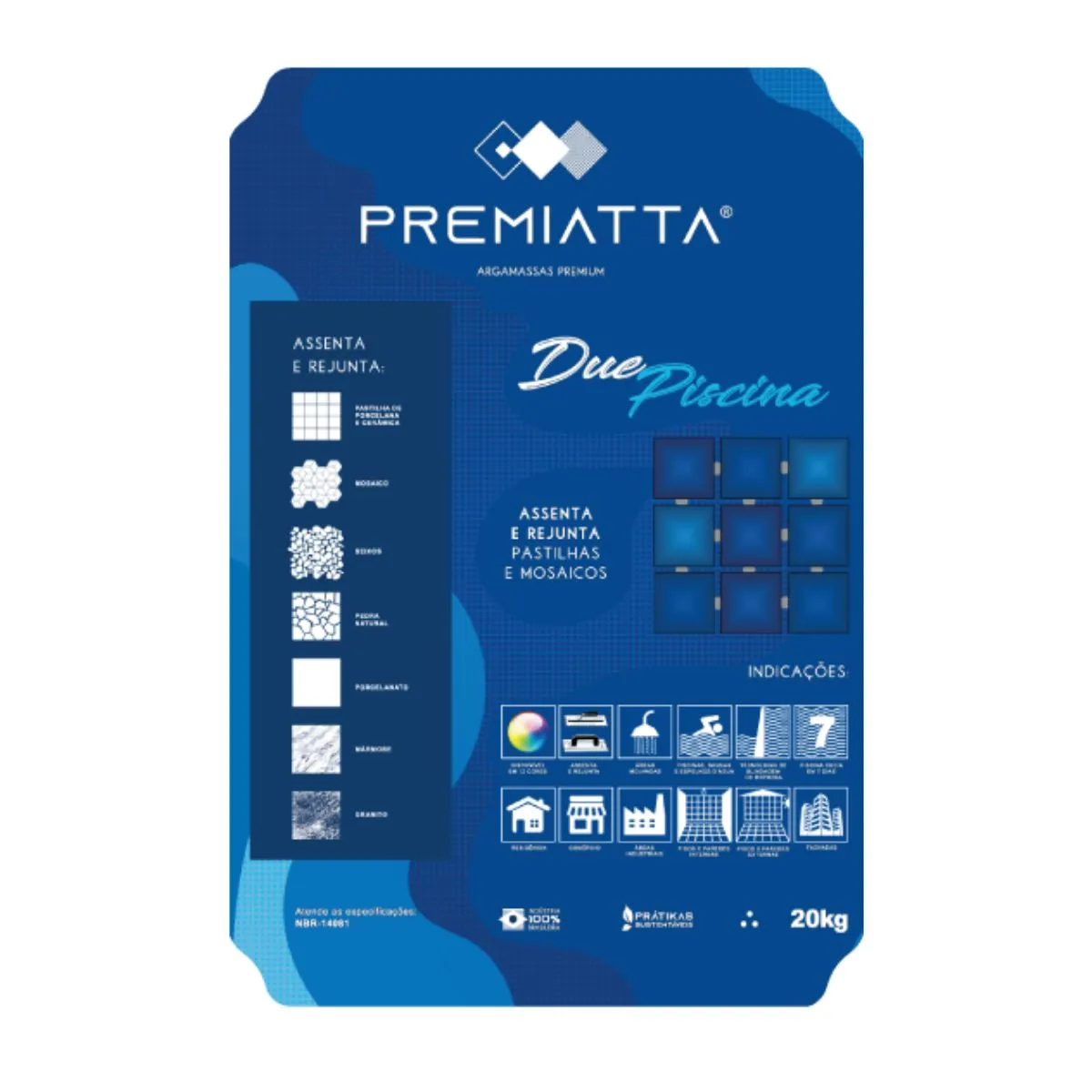 Argamassa Assenta e Rejunta Due Piscina Premiatta 20 kg