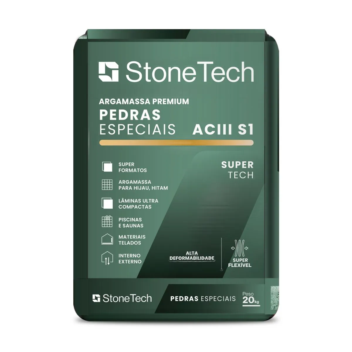 Argamassa Para Pedra Hijau, Hitam, Piscinas StoneTech 20kg