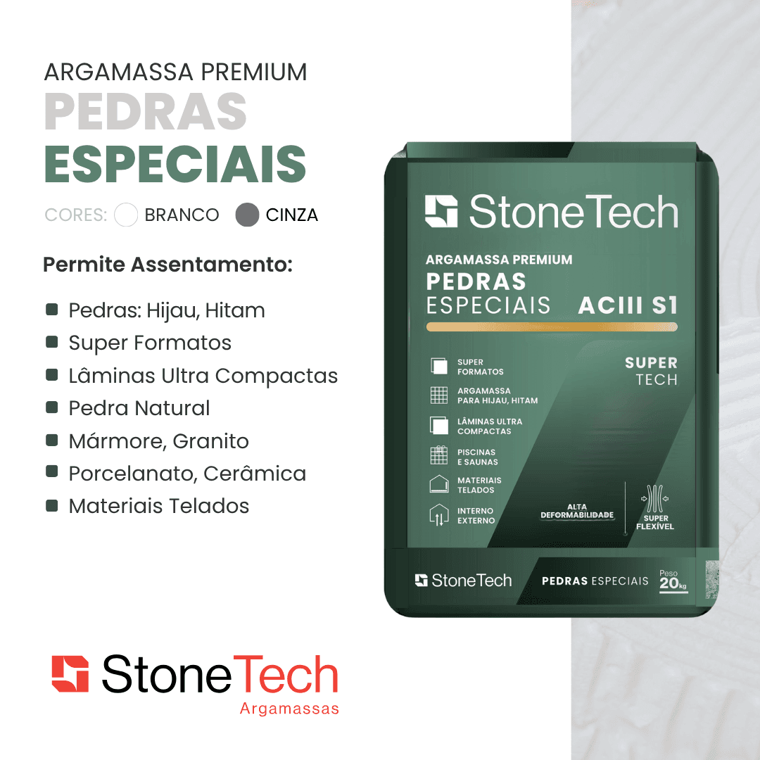 Argamassa Para Pedra Hijau, Hitam, Piscinas StoneTech 20kg - Imagem 2