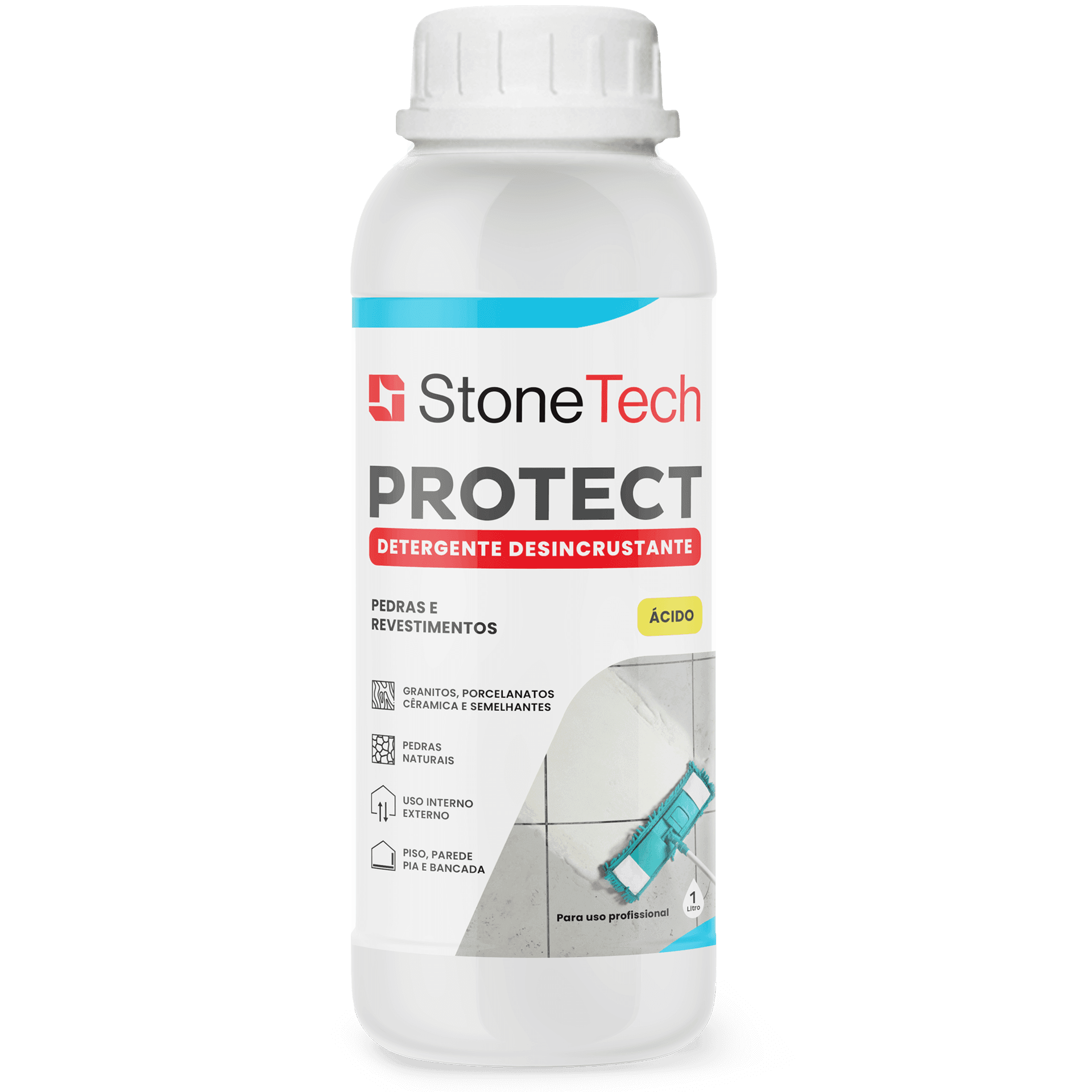 Detergente Pós Obra Ácido Granitos Porcelanato Semelhantes Stone Tech 1 litro