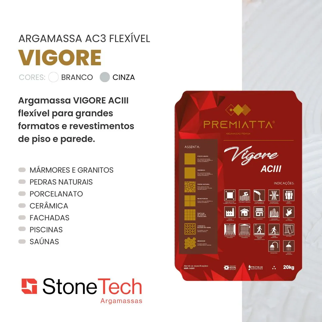 Argamassa Vigore ACIII Premiatta 20kg - Imagem 2