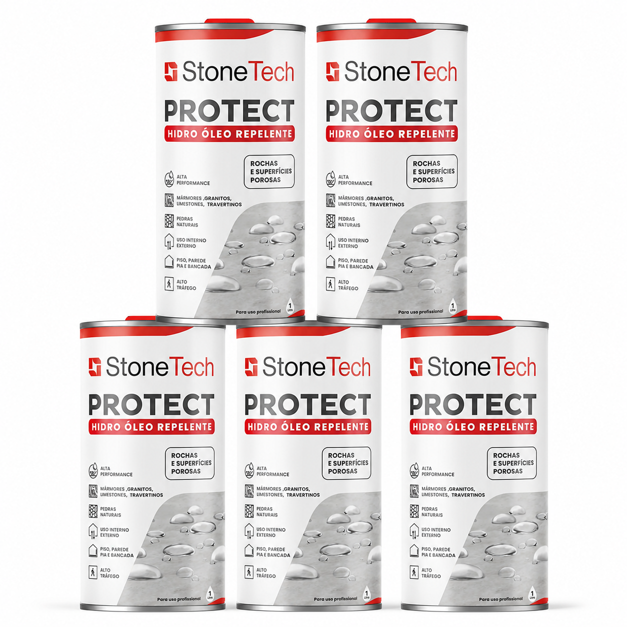 Kit 5 StoneTech Protect 1 L Hidrofugante Mármores Pedras Naturais
